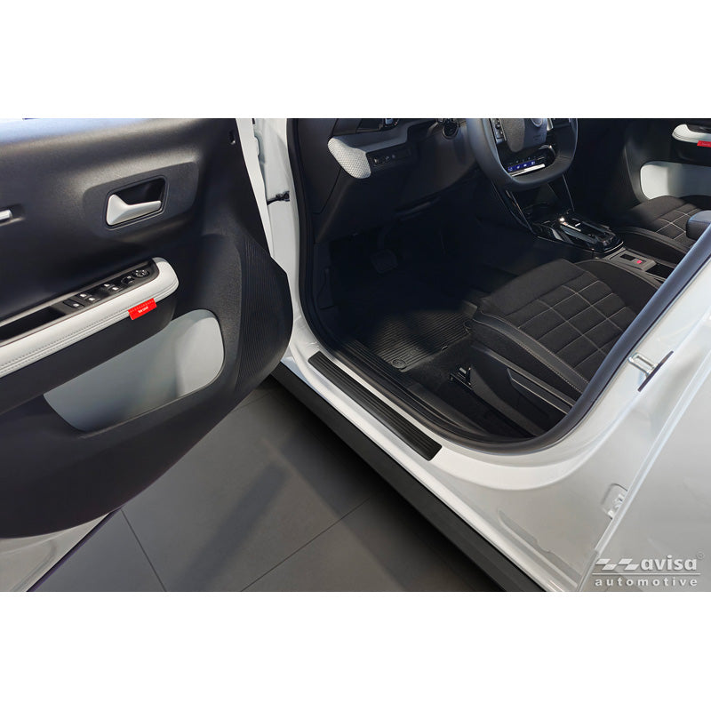 Avisa Matt Black Inox door sill protectors suitable for Citroën C3 IV 2024- - 'Lines' - 4-pieces