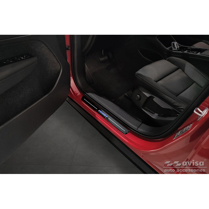 Avisa, Spiegelschwarz Edelstahl Einstiegsleisten passend für Volvo XC40 2018- Hybrid - 4-teilig, Blau, Chrom, Schwarz