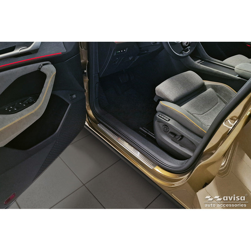 Avisa, Trinbeskyttere, Rustfrit stål, Passer til Skoda Kodiaq II (PS7) 2024-, 'Lines' – 4 dele