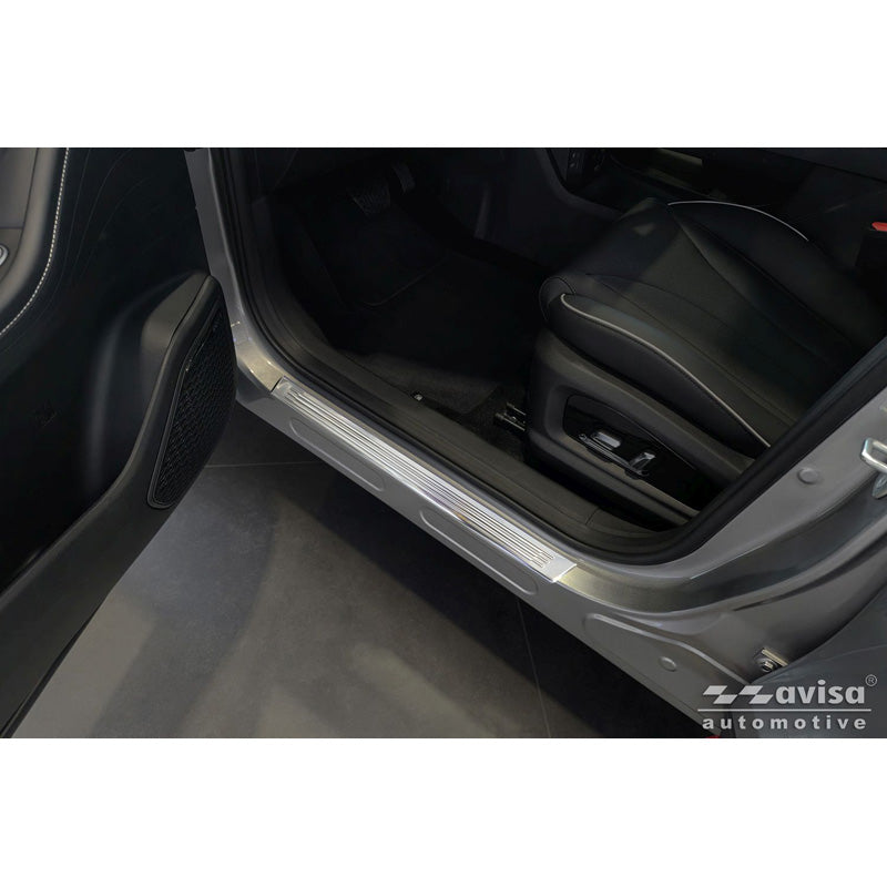 Avisa Stainless Steel Door sill protectors suitable for Omoda 5 2024- - 'Lines' - 4-pieces