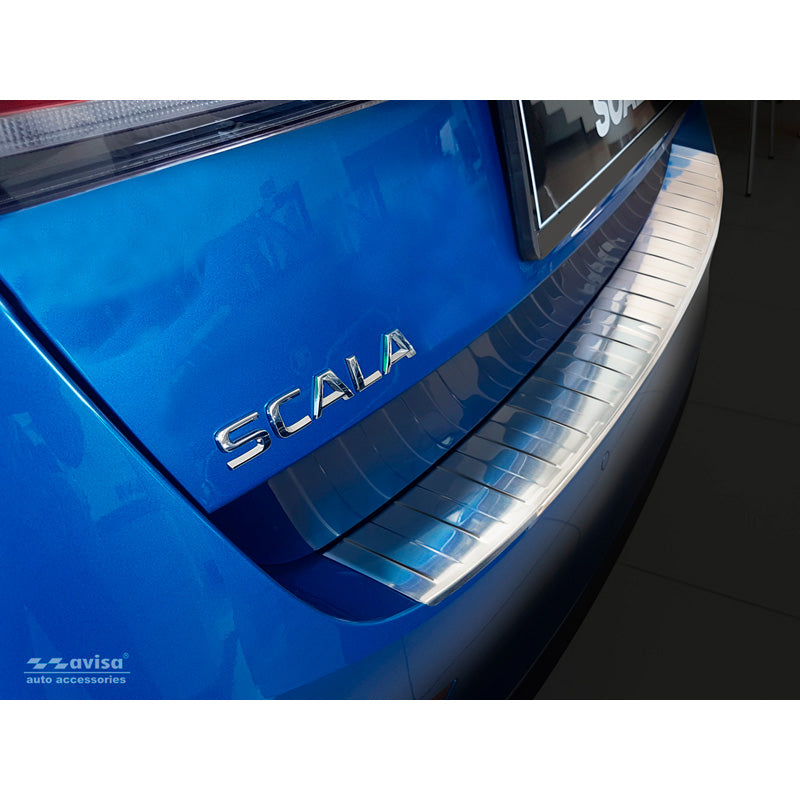 Avisa, Edelstahl Heckstoßstangenschutz passend für Skoda Scala 2019-2024 & Facelift 2024- Ribs, Silber