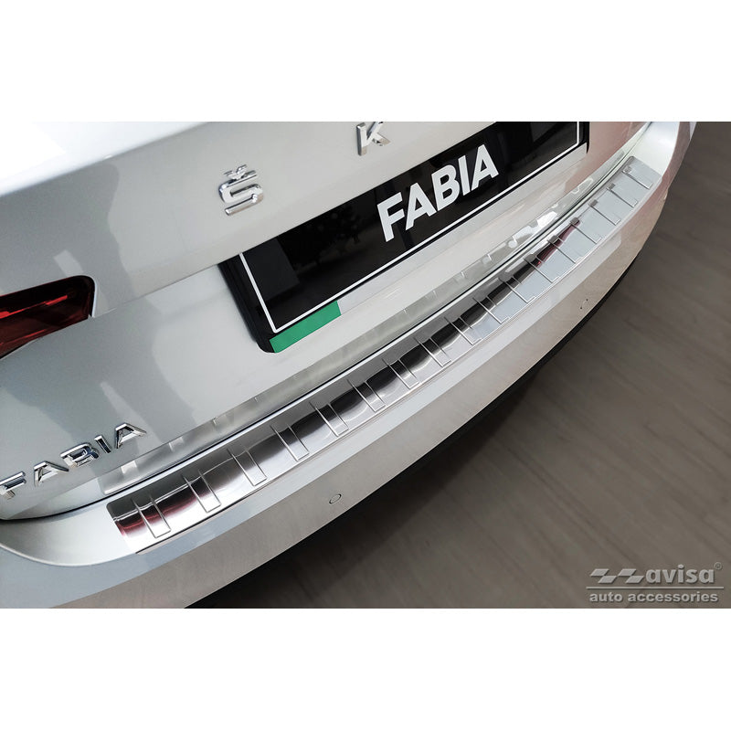 Avisa, Edelstahl Heckstoßstangenschutz passend für Skoda Fabia IV Hatchback 2021- Ribs, Silber