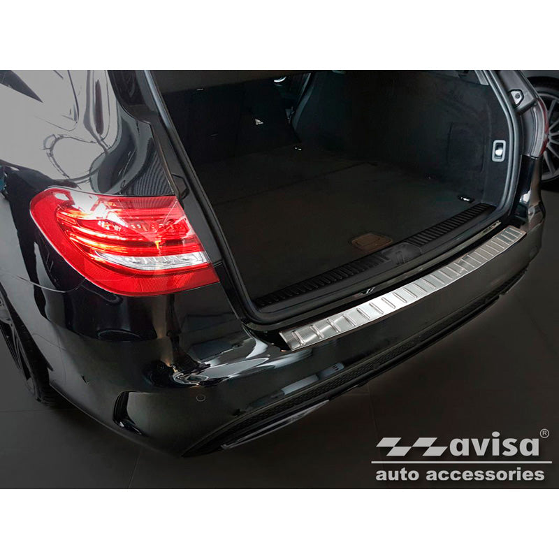 Avisa, Edelstahl Heckstoßstangenschutz passend für Mercedes C-Klasse W205 Kombi 2014-2021 Ribs, Silber