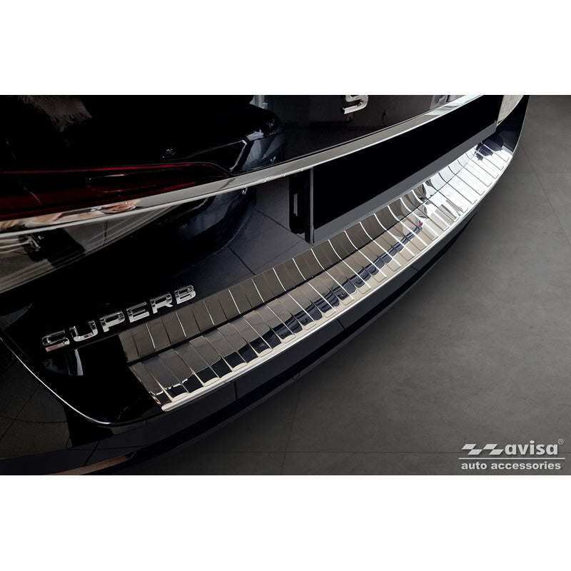 Avisa, Chrom Edelstahl Heckstoßstangenschutz passend für Skoda Superb Combi 2015-2019 incl. Facelift 2019-2024 & Scout Ribs