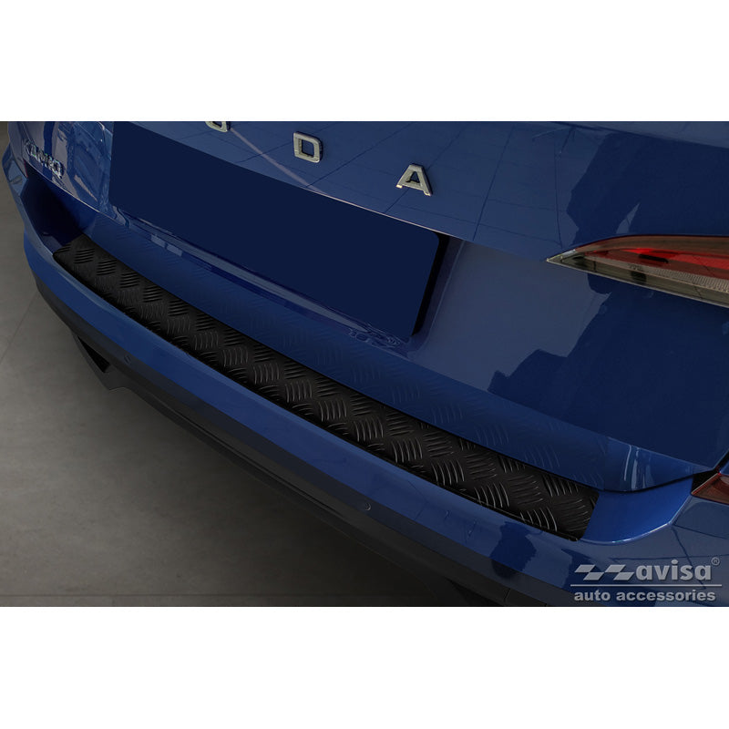 Avisa, Matt-Schwarz Aluminium Heckstoßstangenschutz passend für Skoda Kamiq 2019- Riffled Plate, Mattschwarz