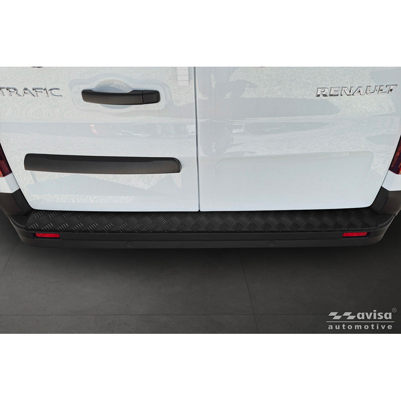 Avisa Matt Black Aluminum Rear bumper protector suitable for Renault Trafic III / Nissan NV300 2014- / Opel Vivaro 2014-2019 & Fiat Talento 2016-2021 '3mm Riffled Plate'