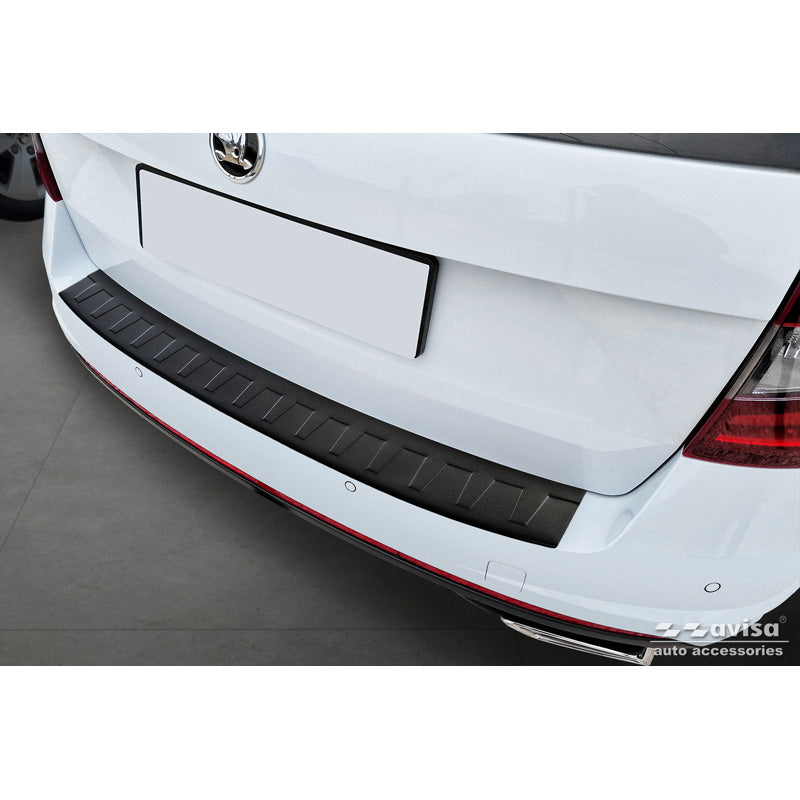 Avisa, Matt-Schwarz Edelstahl Heckstoßstangenschutz passend für Skoda Octavia Combi RS (5E5) 2013-2017 & FL 2017-2020 Ribs, Mattschwarz