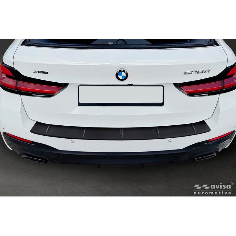 Avisa Matt Black Stainless Steel Rear bumper protector suitable for BMW 5 Series Touring (G31) Facelift 2020-2024 with M-Package 'Ribs'
