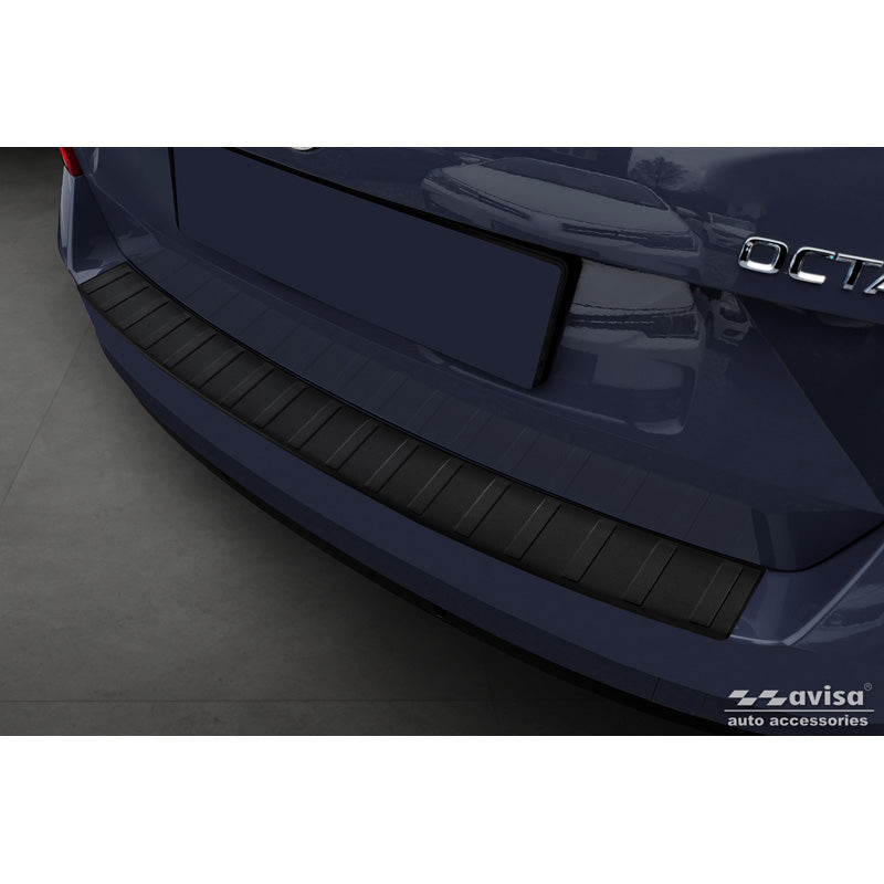 Avisa, Bagkofangerbeskytter, Rustfrit stål, Mat Sort, Passer til Skoda Octavia III Combi (5E5) Facelift 2017-2020, 'Ribs'