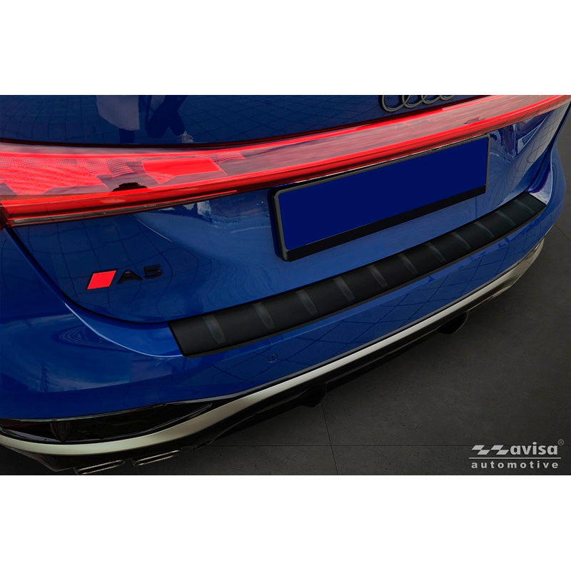Avisa Matt Black Stainless Steel Rear bumper protector suitable for Audi A5 Avant (B10) 2024- 'Ribs'
