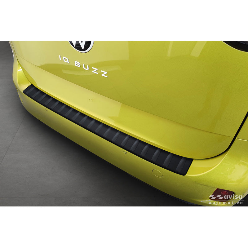 Avisa Matt Black Stainless Steel Rear bumper protector suitable for Volkswagen ID.Buzz + Cargo 2022- 'Ribs'