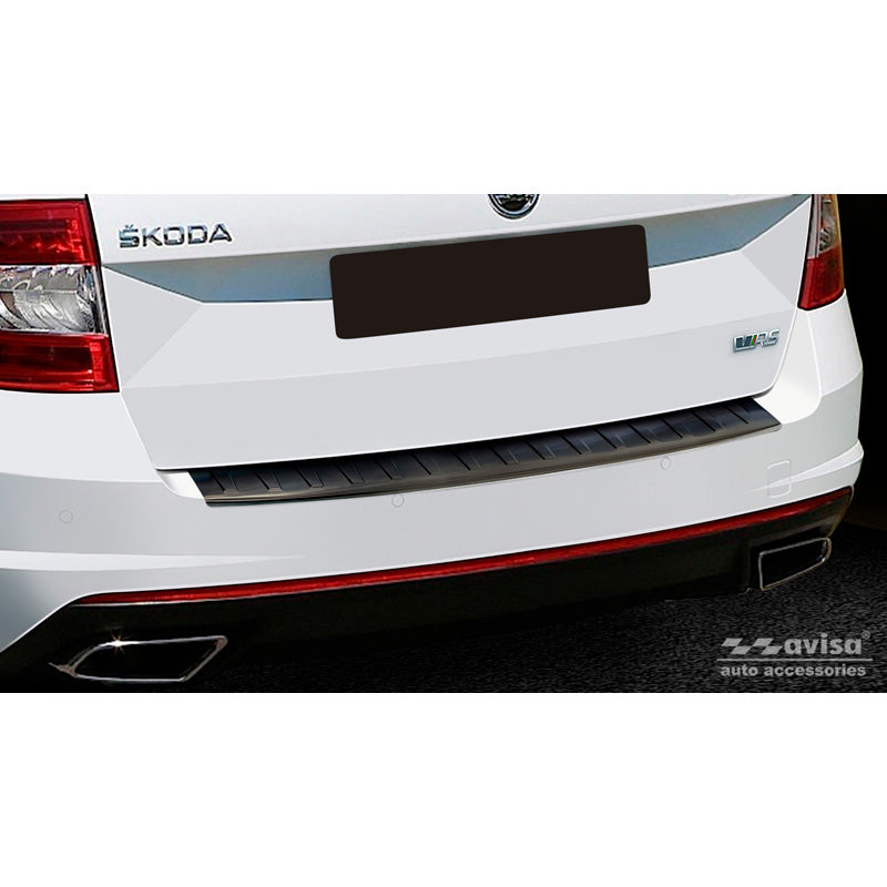 Avisa, Schwarz Edelstahl Heckstoßstangenschutz passend für Skoda Octavia III Kombi RS 2013-2016 & FL 2017-2020 Ribs