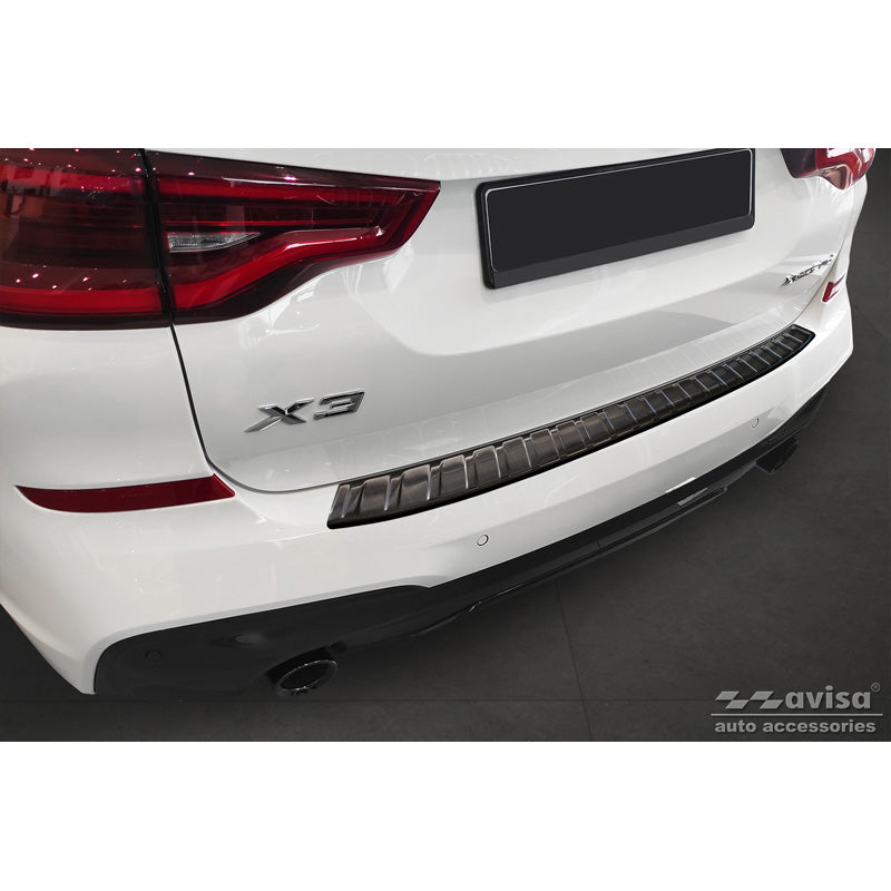 Avisa, Schwarz Edelstahl Heckstoßstangenschutz passend für BMW X3 G01 M-Paket 2017-2021 & Facelift 2021- Inkl. M Competition 2019-2021 Ribs