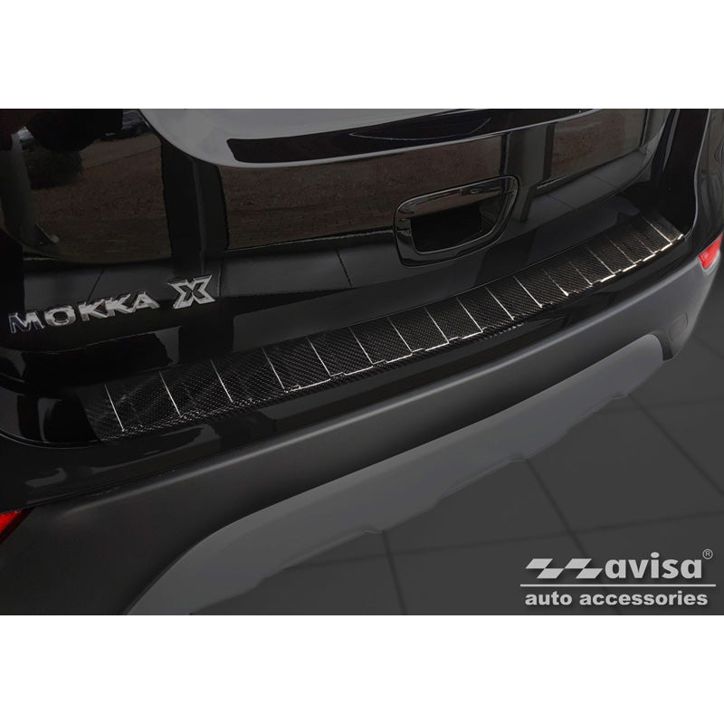 Avisa, Echtes 3D Karbon Heckstoßstangenschutz passend für Opel Mokka X Facelift 2016-2020 Ribs, Carbon, Carbon, Schwarz