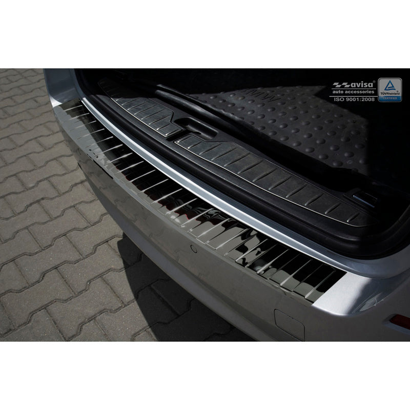 Avisa, Spiegelschwarz Edelstahl Heckstoßstangenschutz passend für BMW 5er F11 Touring 2010-2016 Ribs, Chrom, Schwarz