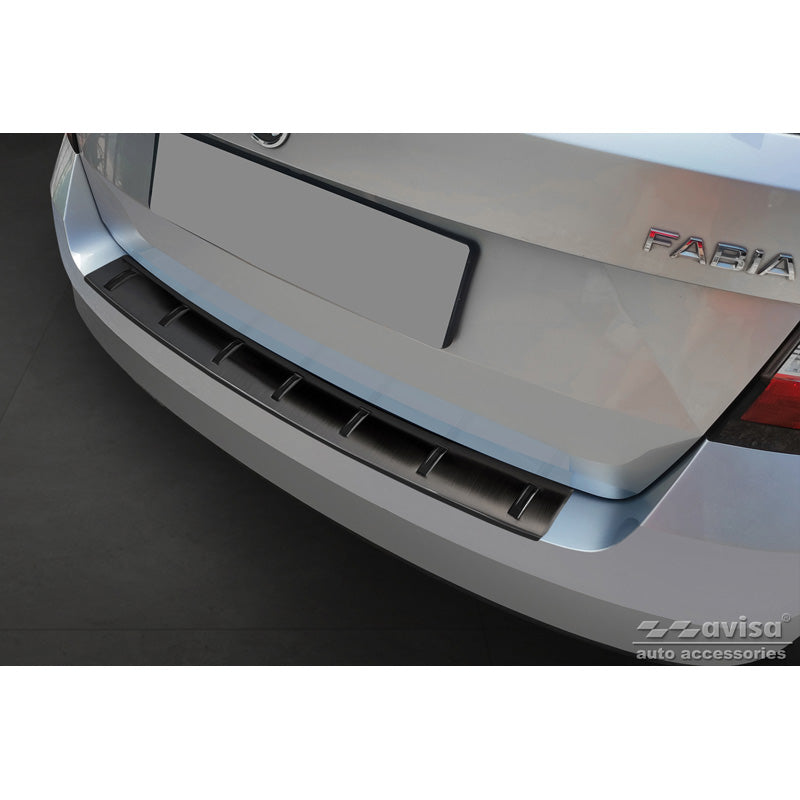 Avisa, Schwarz Edelstahl Heckstoßstangenschutz passend für Skoda Fabia III Combi 2014-2018 STRONG EDITION, PU-Rim, Edelstahl, Silber