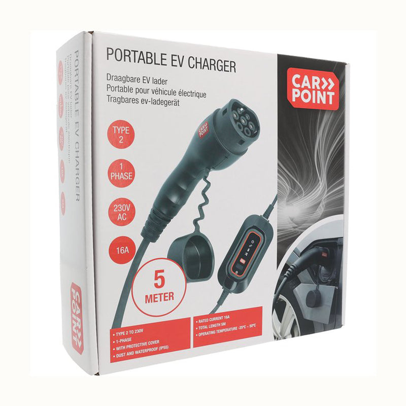 Carpoint, 230V Bærbar Oplader, Type 2, 1-faset 8-16A