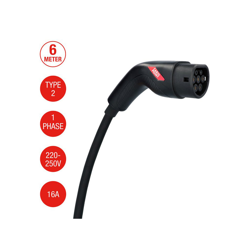Carpoint, Elektrisk køretøjs opladerkabel, Type2>2 16A 1-fase, 6-meter