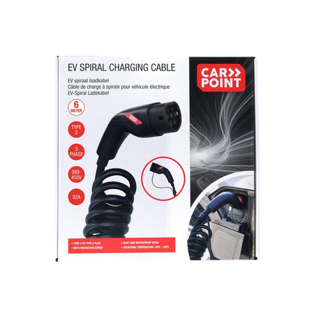 Carpoint, Spiral Opladningskabel, Type 2 til Type 2, 32A, 3-faset, 6 meter