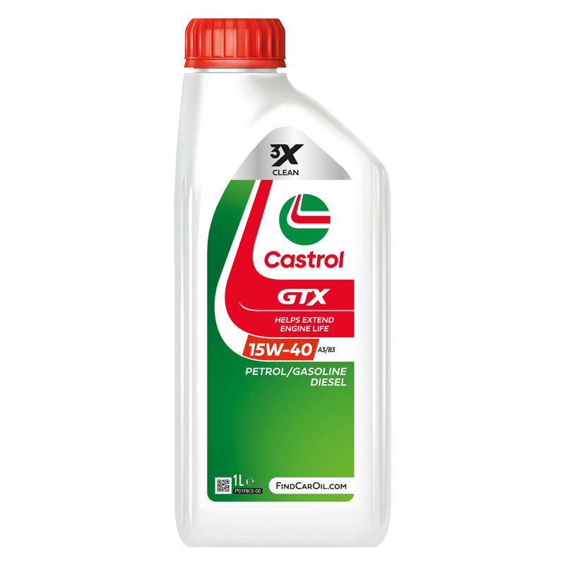 Castrol, GTX 15W-40 A3/B4 Motorolie, 1 liter, Højtydende Multigrade, Benzin- og Dieselkompatibel