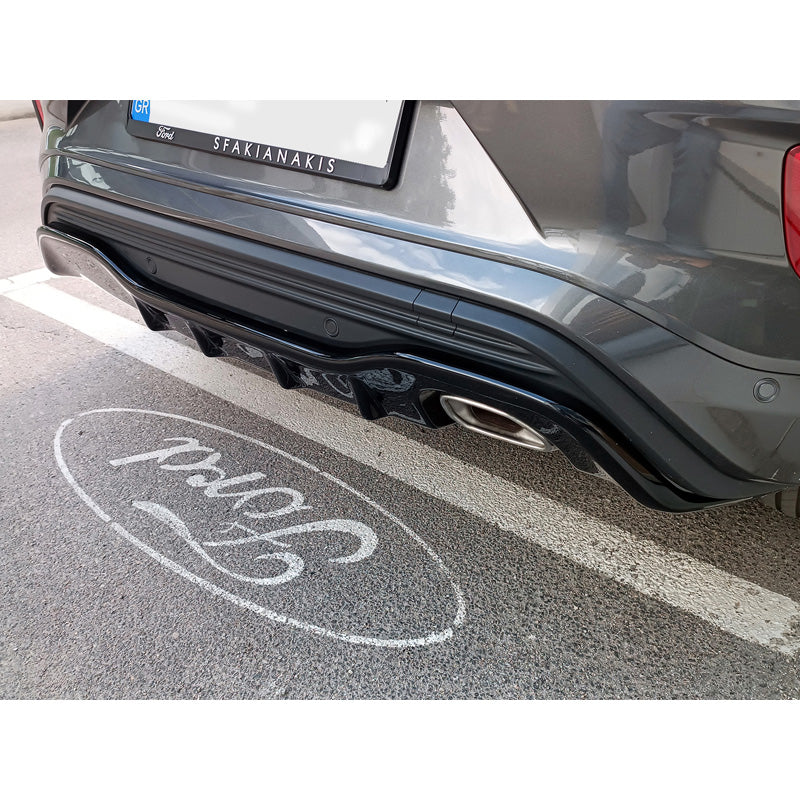 Motordrome, Bagkofanger skørt (Diffuser), ABS Glanssort, Passer til Ford Puma ST-Line 2019-, Aerodynamisk design