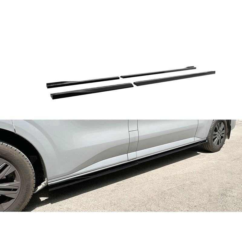 Motordrome Set side skirts V.2 suitable for Ford Transit Custom LWB (V710) 2023- / Volkswagen Transporter T7 LWB 2024- (ABS Glossy black)