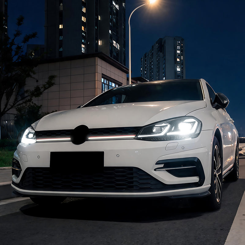 AutoStyle, Sportsgrill, GTi-Look med LED-strip, passer til Volkswagen Golf VII (7.5) HB/Variant Facelift (2017-2020)