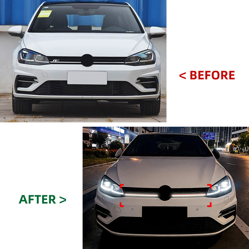 AutoStyle, Sportsgrill, GTi-Look med LED-strip, passer til Volkswagen Golf VII (7.5) HB/Variant Facelift (2017-2020)