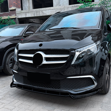 AutoStyle, Frontspoiler, Blank sort ABS, passer til Mercedes V-Class (W447) SE (2019-2023)