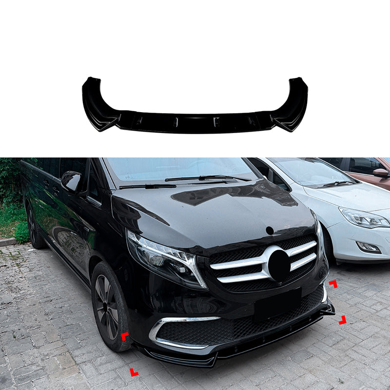 AutoStyle, Frontspoiler, Blank sort ABS, passer til Mercedes V-Class (W447) SE (2019-2023)
