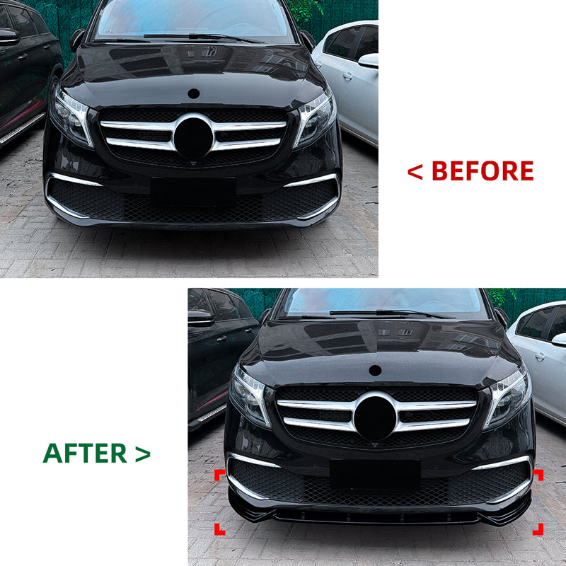 AutoStyle, Frontspoiler, Blank sort ABS, passer til Mercedes V-Class (W447) SE (2019-2023)