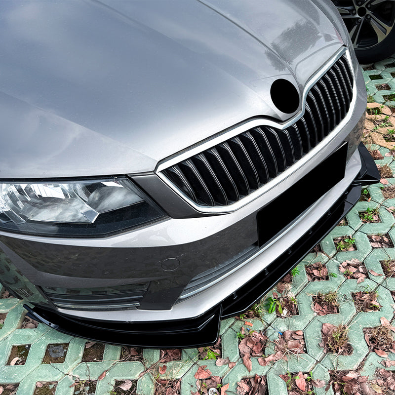AutoStyle, Frontspoiler, 3-delt, passer til Skoda Octavia III (5E) HB/Kombi (2013-2017), Excl. RS, Blank sort ABS