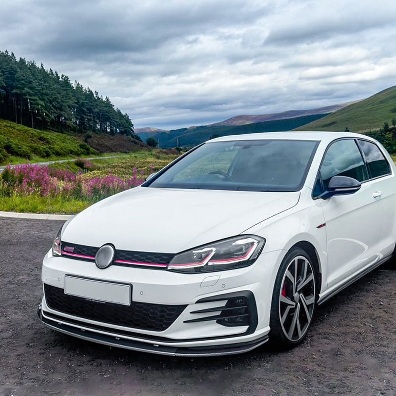 AutoStyle, Forreste spoiler lip, Glossy Black ABS, Passer til Volkswagen Golf VII (7.5) GTi/GTD/R/R-Line 2017-2019