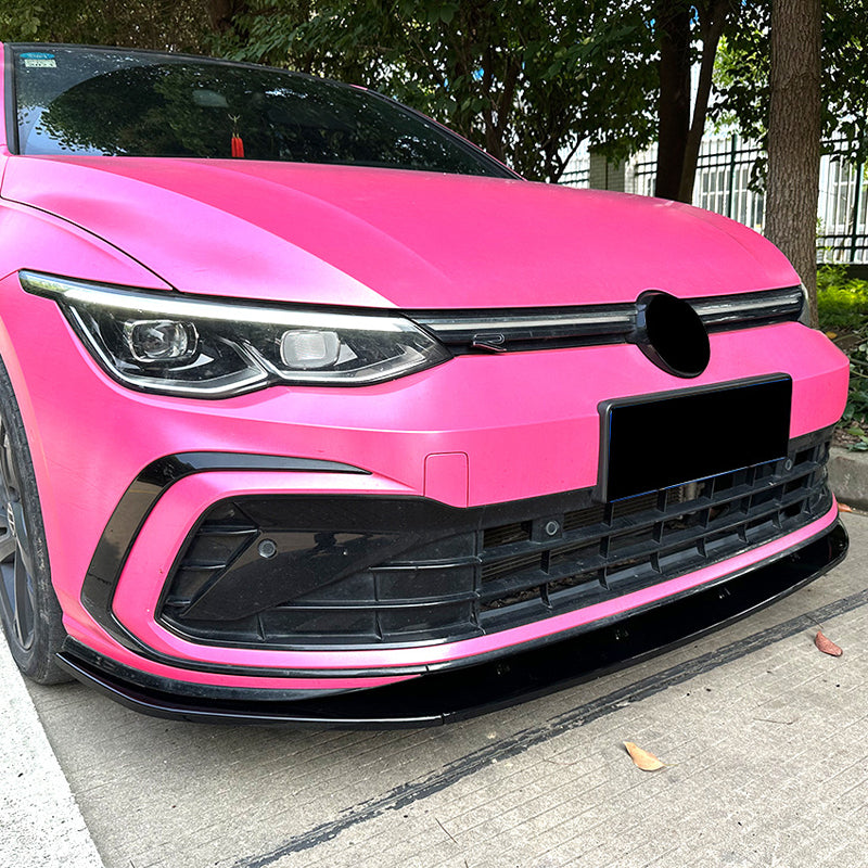 AutoStyle, Frontspoiler lip, Passer til Volkswagen Golf VIII GTi/GTD/R/R-Line (2020-), Glossy Sort ABS