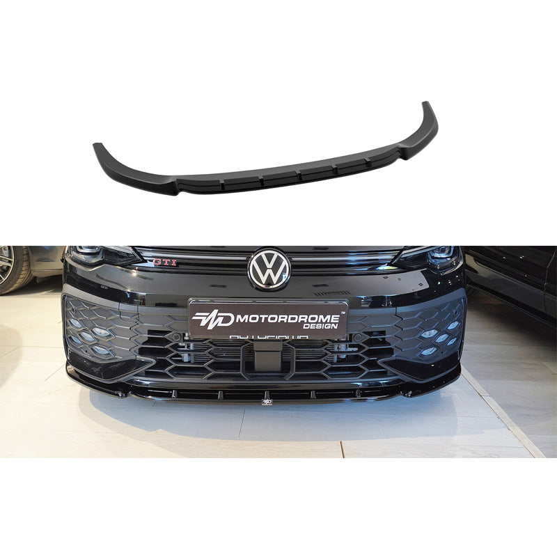 Motordrome Front spoiler V.1 suitable for Volkswagen Golf 8 Facelift R-Line/GTE/GTI 2024- (ABS Gloss Black)