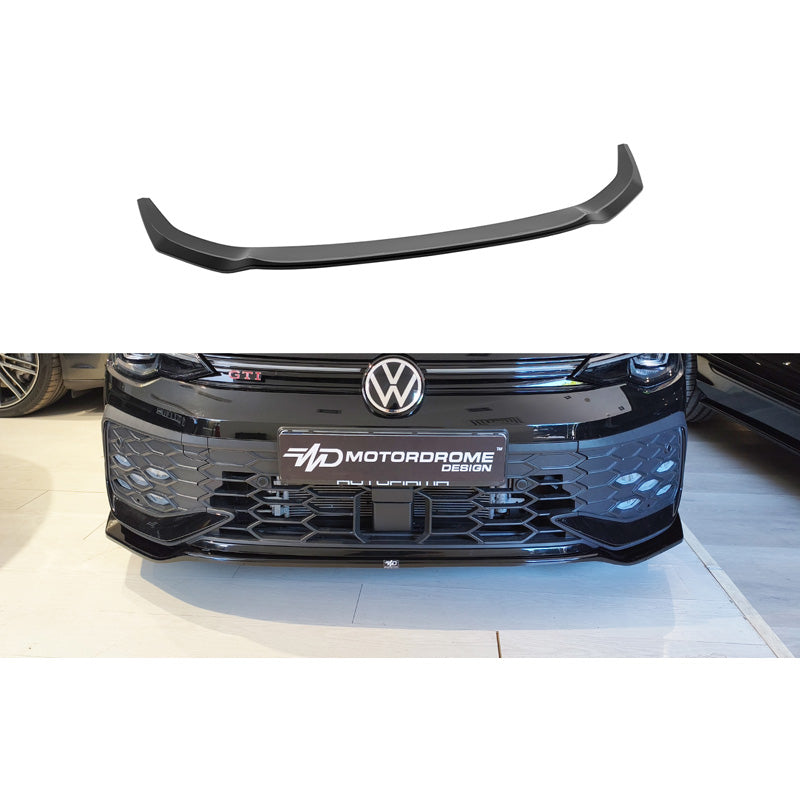 Motordrome Front spoiler V.2 suitable for Volkswagen Golf 8 Facelift R-Line/GTE/GTI 2024- (ABS Gloss Black)