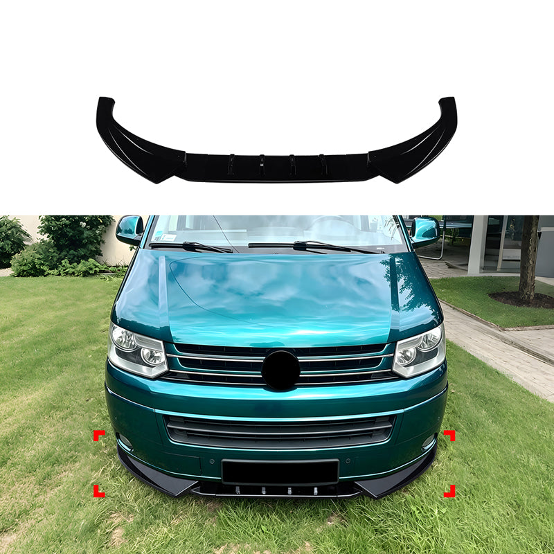 AutoStyle, Frontspoiler, Blank sort ABS, 3-styk, passer til Volkswagen Transporter T5.1 (2010-2015)