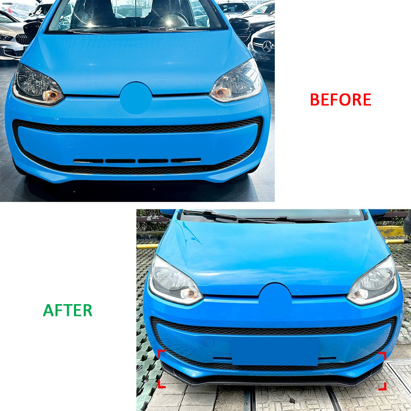 AutoStyle, Frontspoiler, Blank Sort ABS, 3-delt, passer til Volkswagen Up! (2011-) excl. GTi