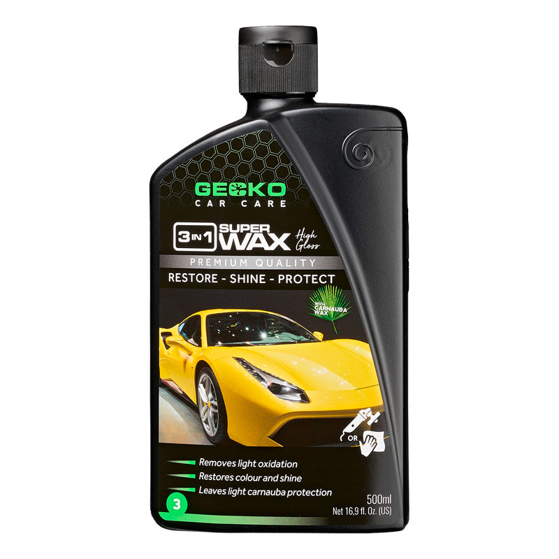 Gecko, 3in1 Politur + Carnauba 500ml, Flüssigkeit, Schwarz