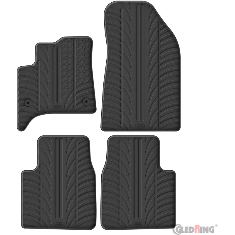 Gledring Rubber car mats set suitable for Opel Frontera MHEV 2024- (T profile 4-pieces + mounting clips)