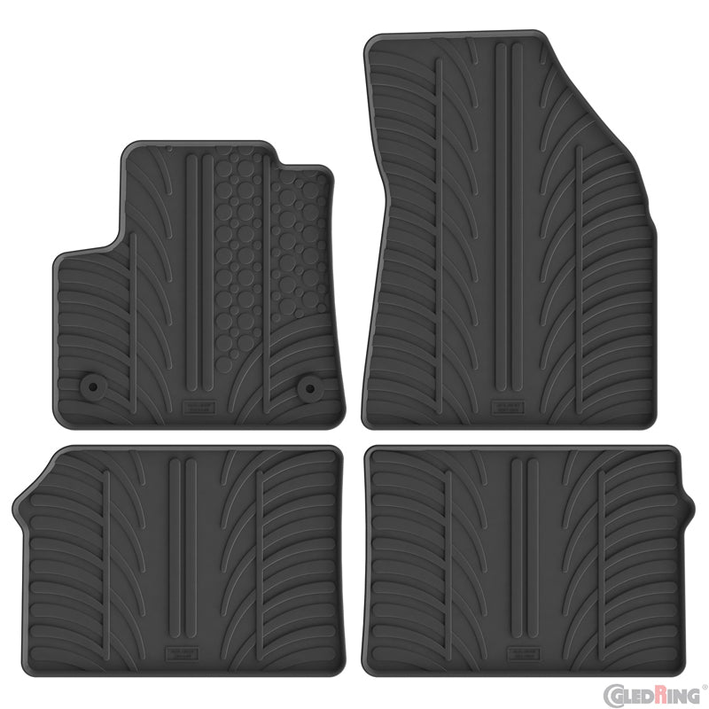 Gledring Rubber car mats set suitable for Opel e-Frontera (EV) 2025- (T profile 4-pieces + mounting clips)