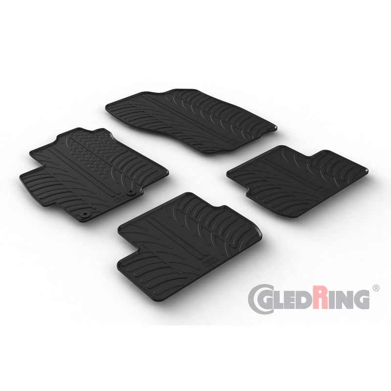 Gledring, Satz Gummimatten passend für Mitsubishi Lancer VIII Limousine 2008-2017 (T Profil 4-teilig + Montage-clips), Schwarz