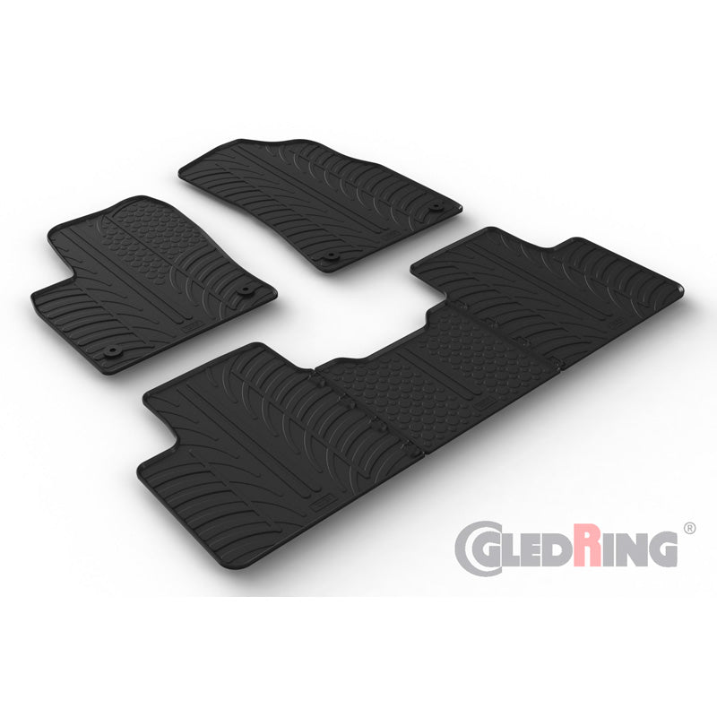 Gledring, Gummimåtter, T-profil, Passer til Geely StarRay 2022-, 5 stk. + monteringsklemmer