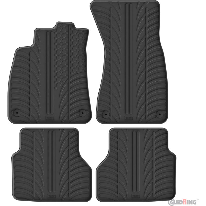 Gledring Rubber car mats set suitable for Audi A6 (C9) Sedan/Avant (TFSi/MHEV) 2025- (T profile 4-pieces + mounting clips)