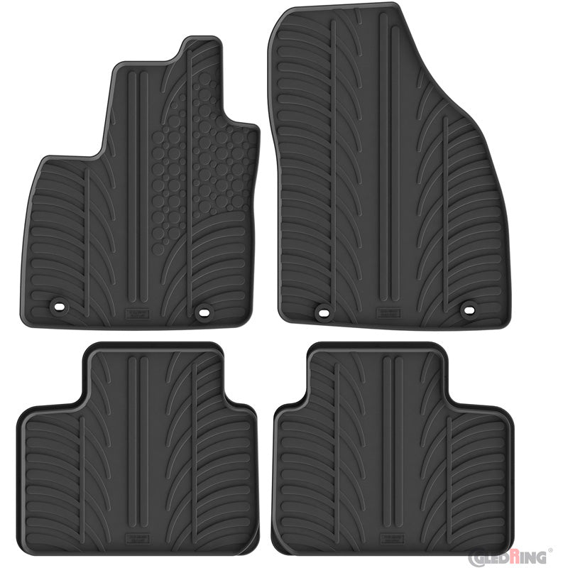 Gledring Rubber car mats set suitable for MG ZS II (Hybrid+/Petrol) 2024- (T profile 4-pieces + mounting clips)