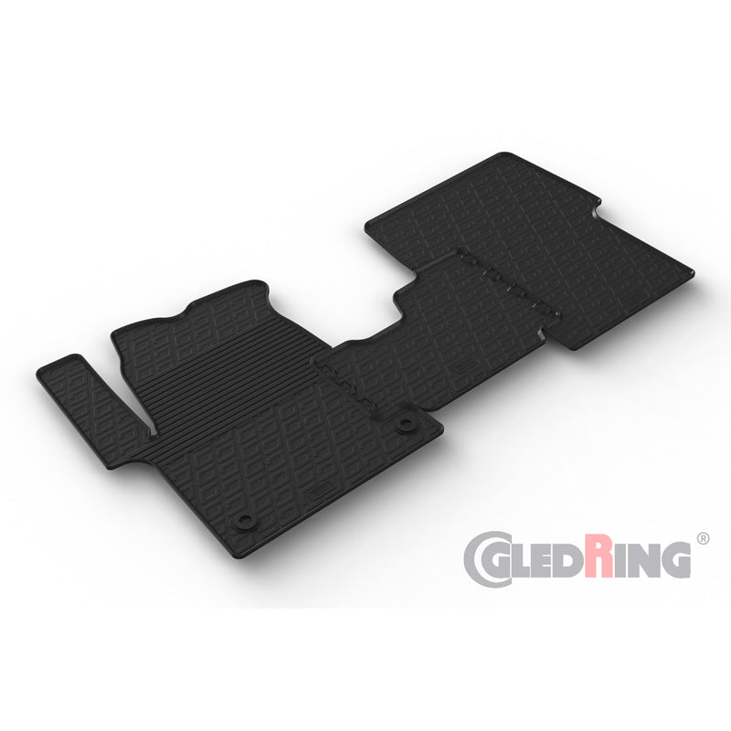 Gledring, Gummimåtter til Citroën Spacetourer, Fiat Scudo, Opel Zafira Life, Peugeot Traveller og Toyota Proace Verso, 3-dele med monteringsklips