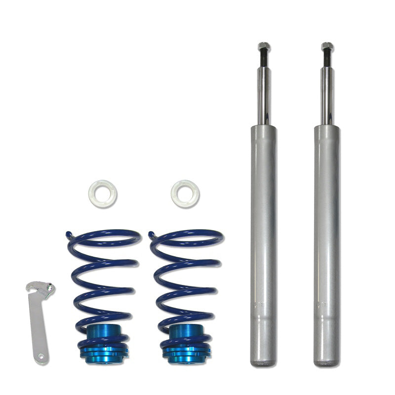 Bonrath, Gewindefahrwerke passend für BMW 5er E34 Touring 518i/520i/525i 1991-1996 (M14/D14mm Dämpfer), Stahl, Aluminium, Blau