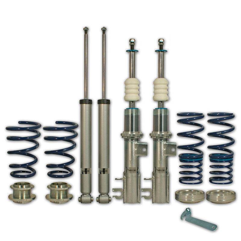 Bonrath, Gewindefahrwerke passend für Alfa Romeo Mito 1.4/1.4Turbo/1.3JTDm/1.6JTDm 2008-, Stahl, Aluminium, Blau