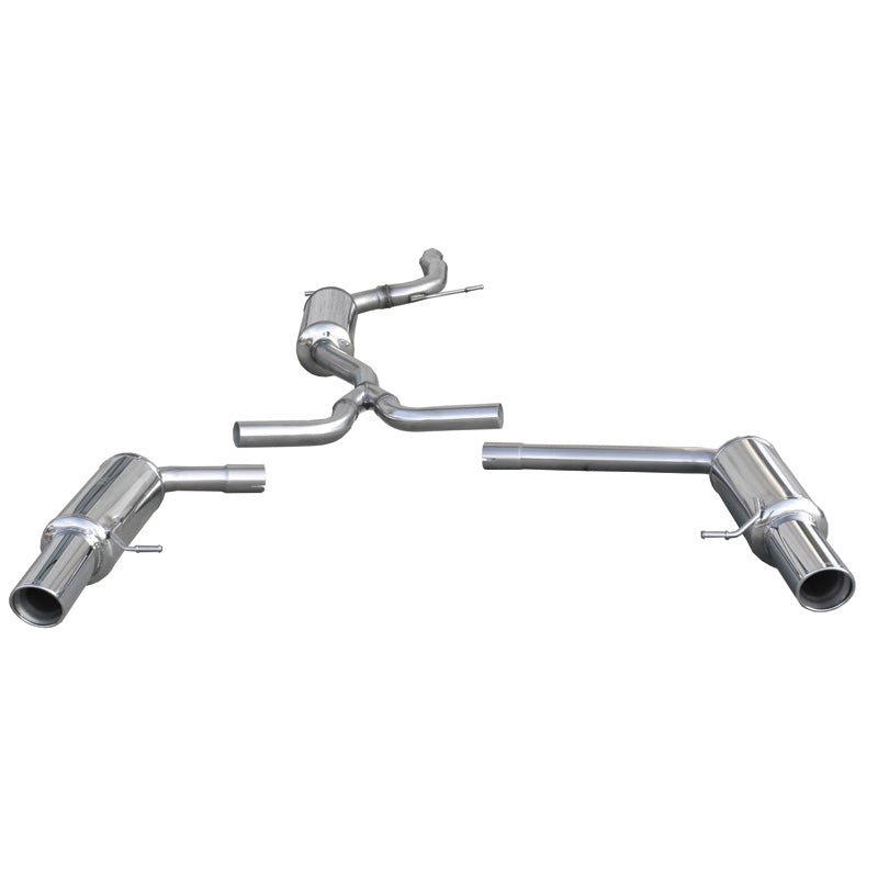 InoXcar, 100% Edelstahl Doppelauspuff + Mitteldämpfer passend für Audi A4 B8 Avant 2.0TFSi/3.2 V6 2WD 2008- Links/Rechts 100mm X-Race, Inox