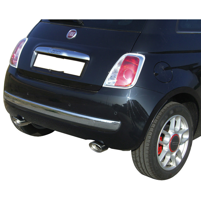 InoXcar, 100% Edelstahl Doppelauspuff passend für Fiat 500 1.4 16v (100PS) 2007- 120x80mm, Inox